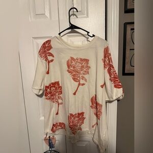 Free People Women's We The Painted Floral Short Sleeve Graphic Tee